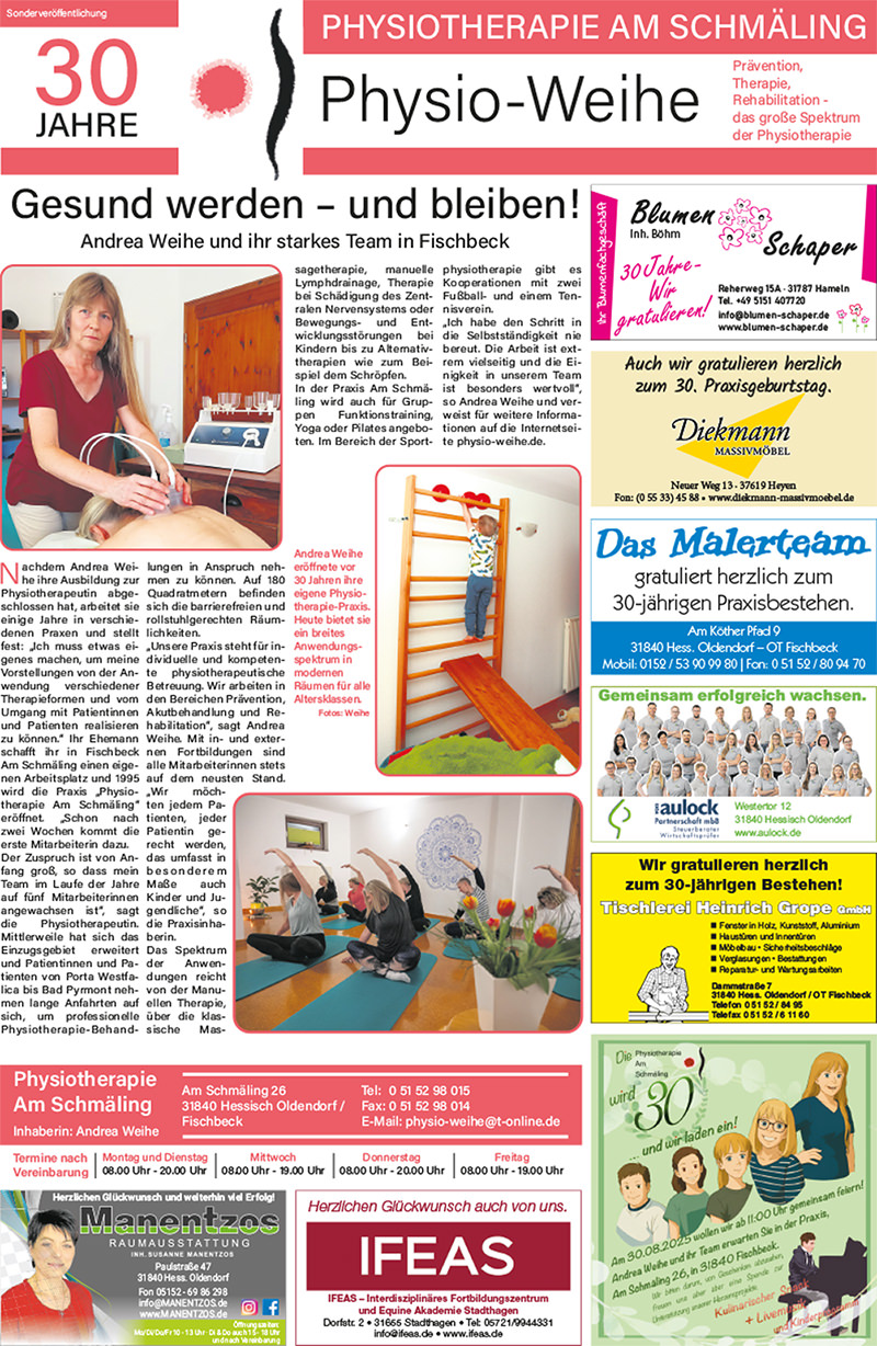 Andrea Weihe - 30 Jahre Physio-Weihe Am Schmäling in Fischbeck